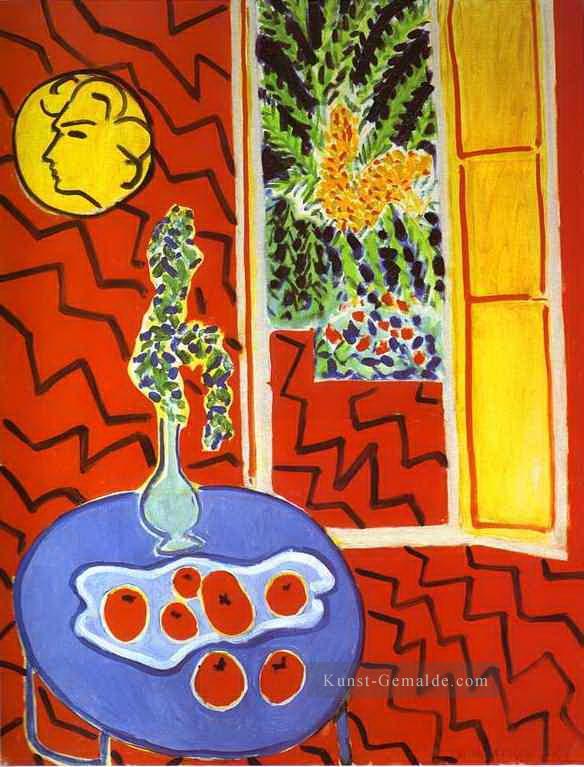 Rotes Inneres Stillleben auf einem blauen Tisch abstrakte fauvism Henri Matisse Ölgemälde